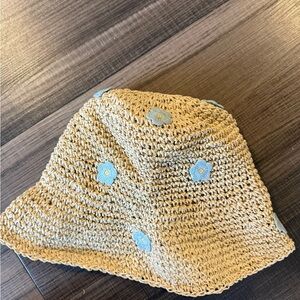 Floral crochet bucket beach hat